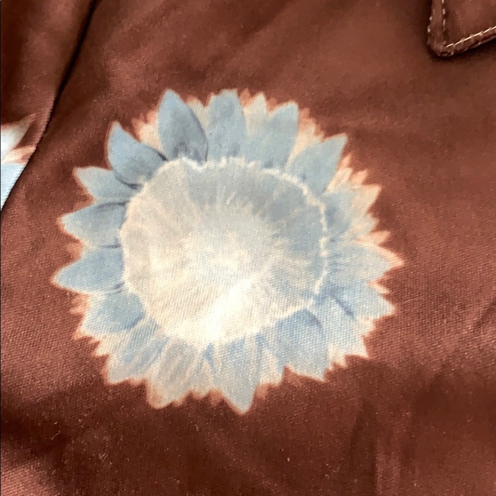 Retro blouse Street Code brown with blue flowers - Picture 5 of 7